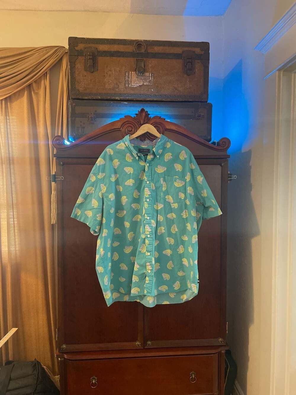 Crown & Ivy Men's Classic Fit Short Sleeve Citrus Print Shirt, Size 3X